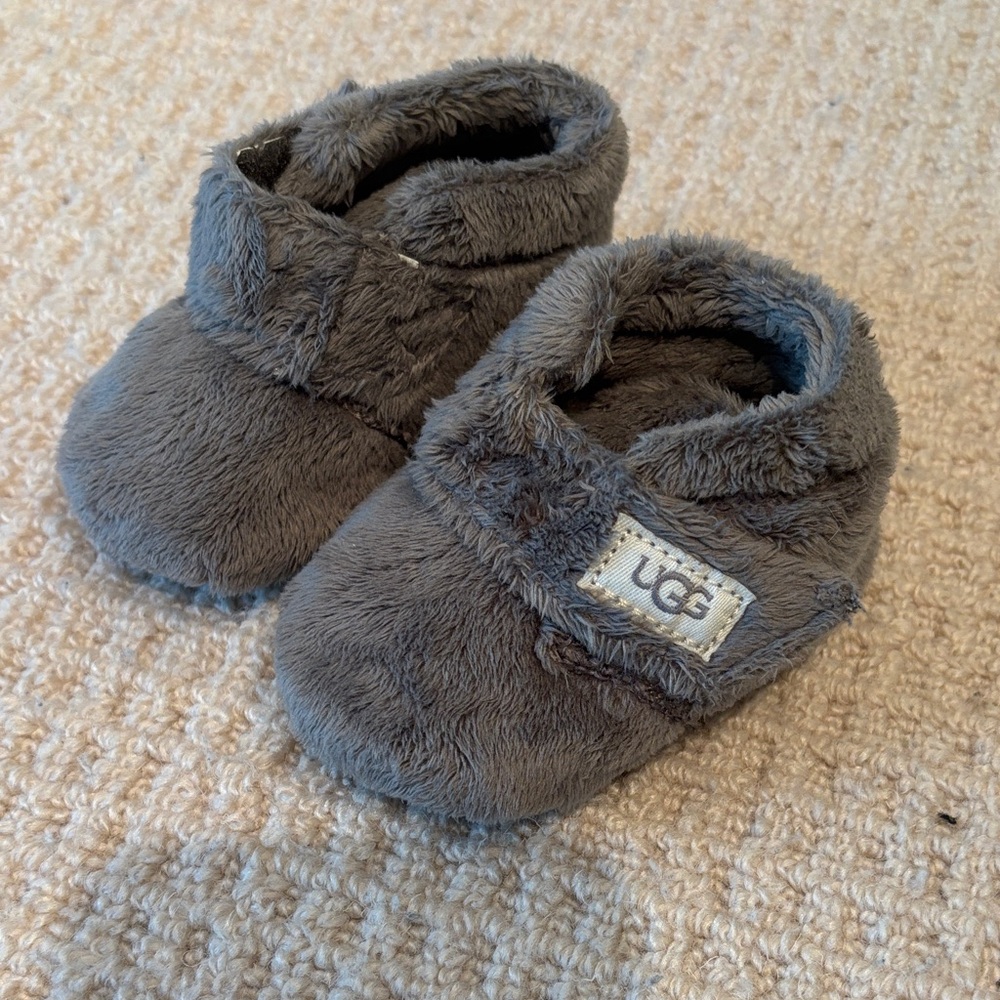 UGG Grey Faux-Fur Baby Booties